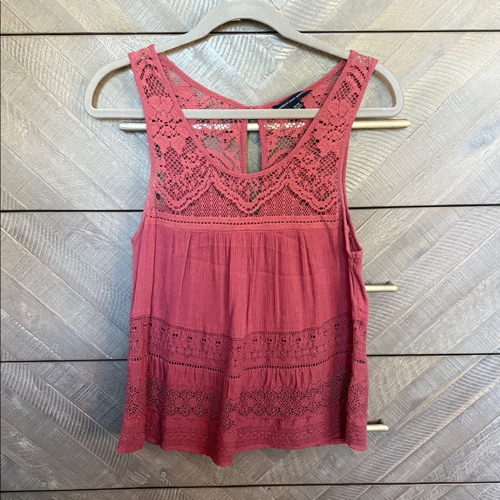 American Eagle Outfitters Crochet Lace Tank Top - Pink